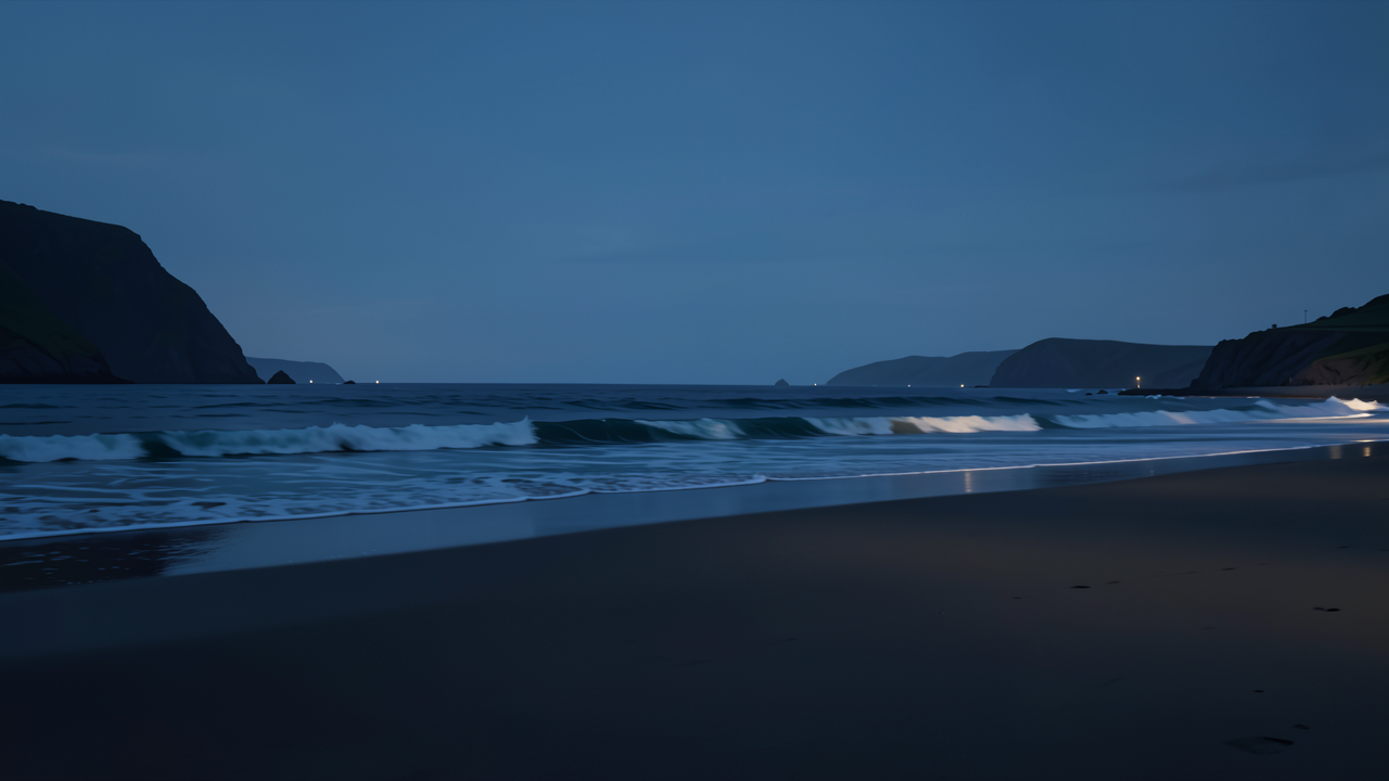 夕暮れ時の海岸の風景
