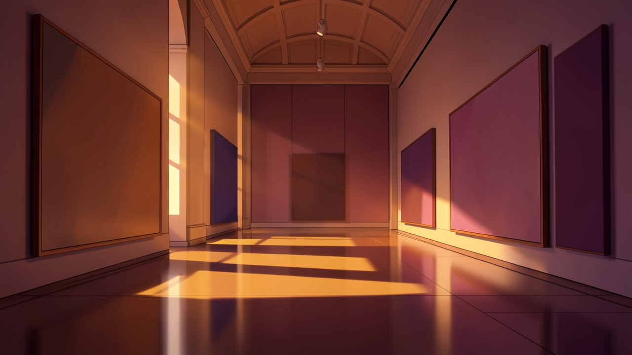 展示廊下の光と影