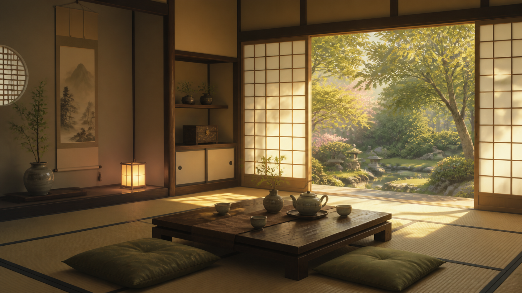 部屋・和室・日本庭園の背景素材