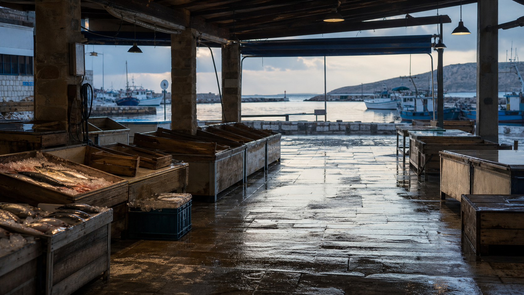 魚市場・漁港・屋外市場の背景素材